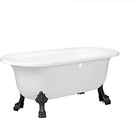 Milano Richmond White 1730mm x 780mm Freestanding Roll Top Bath Black Claw Feet