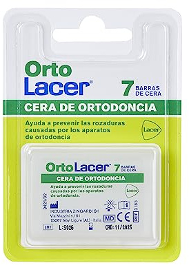 ORTOLACER - Cera de Ortodoncia, 7 Barras, para Aparatos de Ortodoncia, Protección Frente a Caries, Desmineralización y la Inflamación de las Encías, Previene Rozaduras e Irritaciones