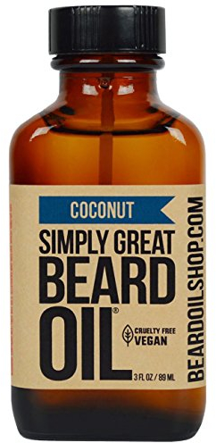 Simply Great Beard Oil - COCONUT Scented Beard Oil - Beard Conditioner 3 Oz Easy Applicator - Natural - Vegan and Cruelty Free Care for Beards - America's Favorite - Gifts for Men with Beards