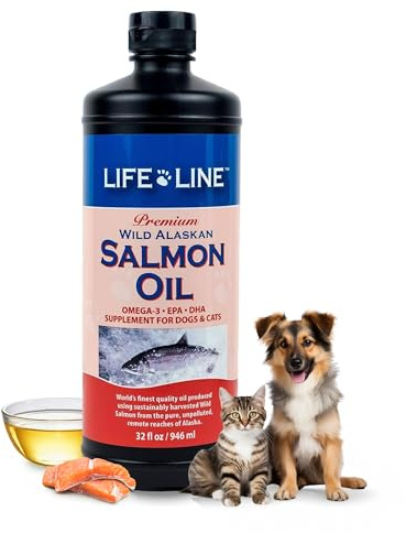 Life Line Salmon Oil for Pets | Omega-3 DHA EPA Supplement for Dogs & Cats | Supports Skin, Coat, Brain & Heart Health | Cold-Filtered – 32 oz