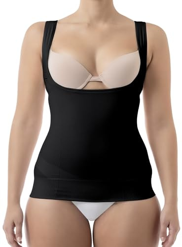FarmaCell 606 (Nero, XXL) Canotta Contenitiva Donna Senza Coppe, Intimo Modellante Busto Aperto, Made in Italy