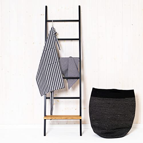 Kleiderleiter | Handtuchleiter volllackiert in Schwarz 171 x 47 x 5,5 cm | 6 Sprossen | Ablage im Bad & Schlafzimmer | vollständig aufgebaut | Handarbeit aus Deutschland
