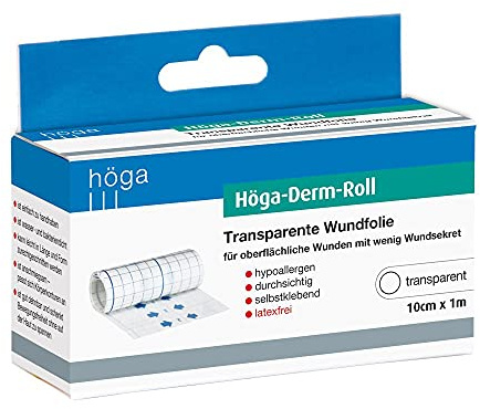Höga-Pharm transparente Wundfolie, durchsichtig, dampfsterilisierend, selbstklebend Derm-Roll, 10 cm x 1 m