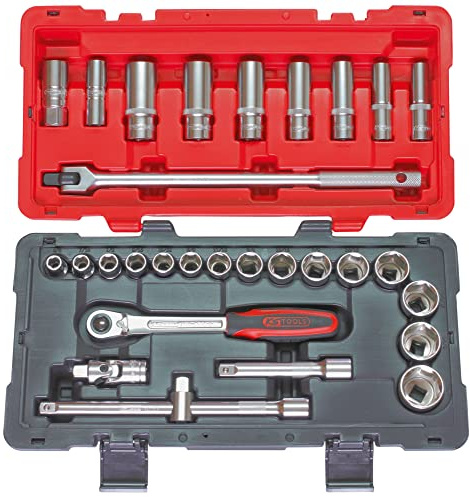KS Tools 922.0630 Steckschlüsselsatz und Zubehör in Zollgröße 1/2 Zoll, Serie Ultimate, verchromt, satiniert, 30-teilig