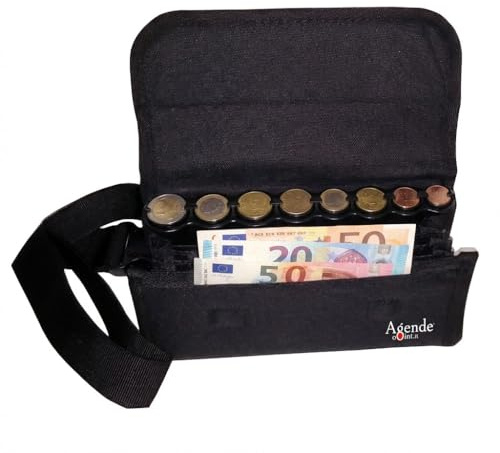 AgedePoint - Bolsa para Monedas y Billetes en Euros con Cierre magnético - Bolsa de Camarero para Cambiar Monedas y Billetes en Euros