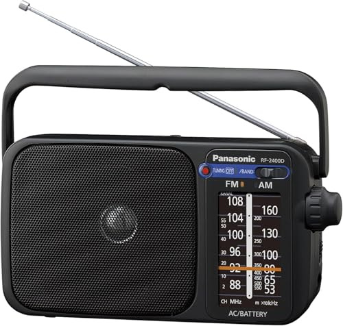 Panasonic 2400DEB-K Radio portátil Am/FM con Funcionamiento AC o DC. Negro [Versión Importada]