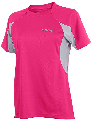Proviz Women's Short Sleeve Cycling/Running T-Shirt - Pink, Size 16