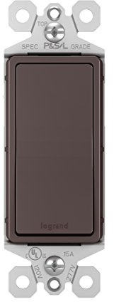 Legrand radiant TM870DBCC10 15 Amp Rocker Wall Switch, Single Pole Decorator Light Switches, Dark Bronze (1 Count)