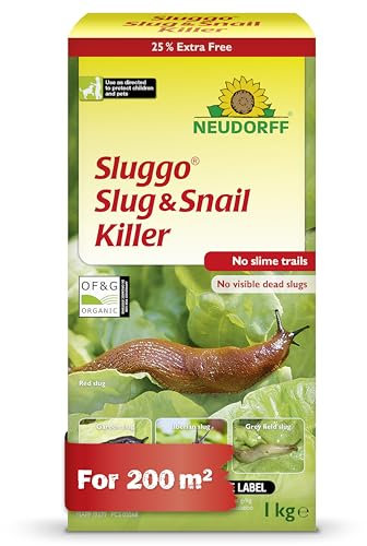 Neudorff Sluggo Slug & Snail Killer – Effective slug control against slugs and snails. No slime traces and no visible dead slugs. For 200 m², 1 kg, Green