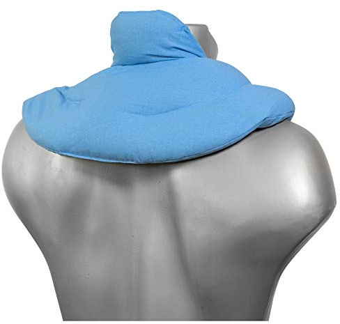 Cuscino del collo, azzurro. Cuscino termico con semi di uva. Cuscino cervicale