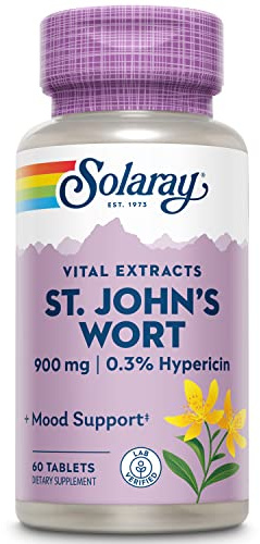 SOLARAY St. Johns Wort Aerial Extract One Daily 900mg, Standardized w/ 0.3% Hypericin for Mood Stability & Brain Health Support, Non-GMO |60 Servings | 60 Tablets