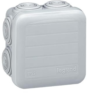 092005 Boîte de dérivation carrée Plexo dimensions 65x65x40mm - 7 entrées - gris RAL 7035 - Legrand