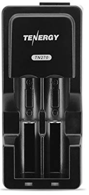 Tenergy TN270 Li-ion Battery Charger for 18650/18500/14500 Rechargeable Batteries, 2 Bays Fast Smart Charger for Flashlights/Digital Cameras Batteries
