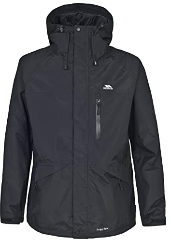 Trespass Mens Jacket Corvo - Waterproof, Windproof, Hooded, Taped Seams, Flat Cuffs, Inner Pockets, Mesh Lining, 3 Pockets, Drawcord Hem, Adjustable Hood