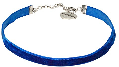 Trachtenkette Samtkropfband elastisch - Damen Dirndlkette enganliegend, Kropfkette elastisch, Dirndlkette schmal für Trachtenbluse und Lederhose, Dirndl-Schmuck Choker fürs Oktoberfest (blau)