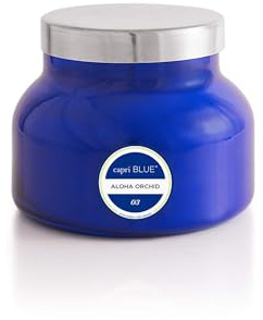 Capri Blue Signature Jar Candles - Long Lasting Soy Wax Blend - Luxury Tropical Scented Candles - Comes in Blue Decorative Glass Jar (Aloha Orchid, 19 oz)