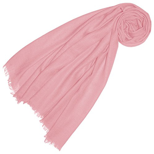LORENZO CANA Echarpe de 100% Cachemire pour la femme – 70 x 200 cm, unicolore, monochrome - souple et noble – une sensation de luxe en rose
