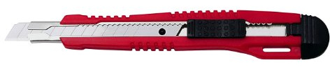 Wedo 783009 Professionnel Cutter Lame Standard, Führunng en Métal, 9 mm, Rouge/Noir