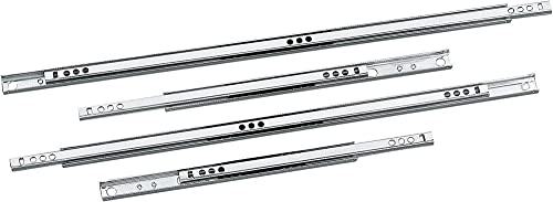 Amig - Juego de 2 Guías Correderas Metálicas para Cajones, Acero, Para Cajones de Muebles, Cajoneras o Armarios, Extracción Parcial, Resistencia de carga: 15 Kg/Par, Medidas: 438 x 17 mm