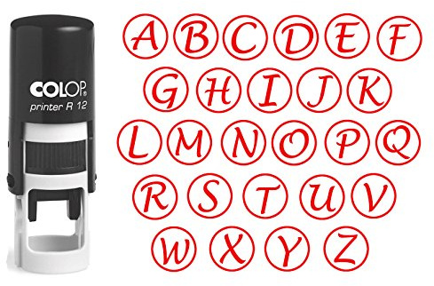 Anpassad A-Z alfabetsstmpel i rtt blck monogram rund gummistmpel sjlvinspirerande initial stmpel frg mini stmpel 12 mm