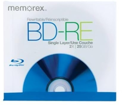 Memorex 05502 BD-RE Discs with 2x Recording Speed and 25GB of Data in Jewel Cases (5-Pack)