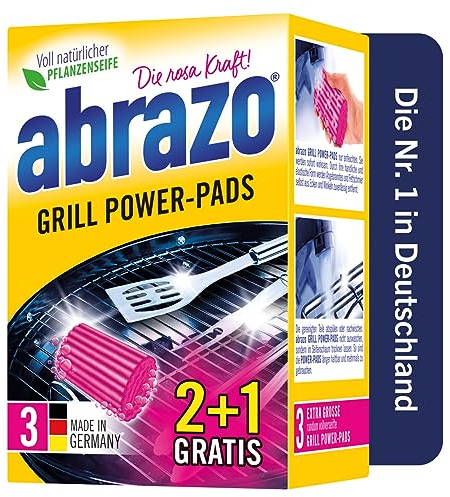 abrazo Grill Power-Pads - 3 Grillreiniger, Fettlöser mit antibakterieller Seife, Backofen und Grill Reiniger, Reinigung von Rost und Zubehör
