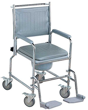 NRS Healthcare M66119 Sedia Comoda con Ruote, Regolabile in Altezza