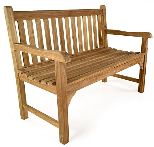 BrackenStyle Warwick 2 Seat 120cm Grade A Teak Garden Bench 1.2m 4ft Length Outdoor Patio Park Wooden Seat Furniture