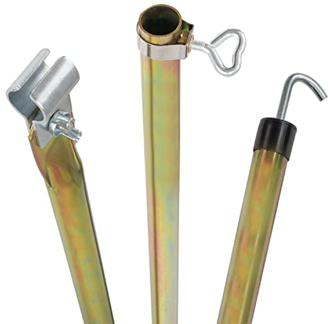 1 STÜCK - Dachhakenstange Zeltstange - mit Klemme und Haken - Stahl - teleskopierbar 210-290 cm - 22/19mm - 3 Teile - leicht - stabil - Ersatz Gestänge Zelt Vorzelt Camping Teleskopstange Dachstange