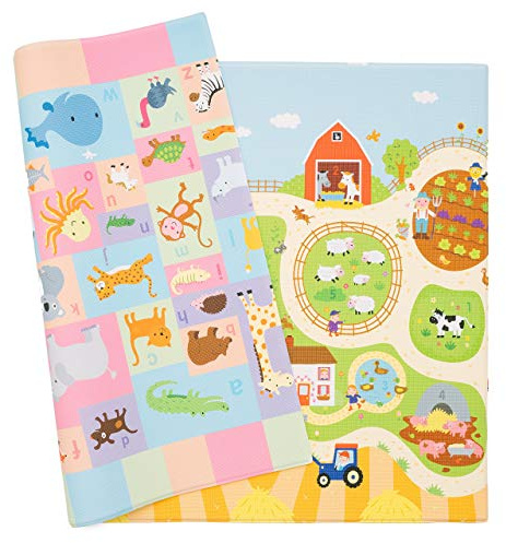 BABY CARE Spielmatte Busy Farm - Large - 2,1m * 1,4m * 13mm