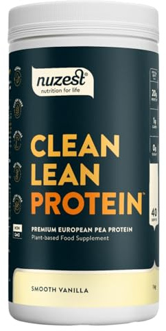 Vegan Protein Powders by Nuzest - Clean Lean Protein - Smooth Vanilla - Plant Based Pea Protein Shake - Low Calorie & Low Carb - Gluten Free - Dairy Free - 1kg (40 Servings)