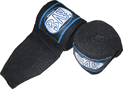 BAY® Kids Basic 2,0 Boxbandagen SPEZIELL FÜR Kinder SCHWARZ + WICKELANLEITUNG, elastisch und etwas dünner, 2,0 Meter x 5 cm, Box-Bandagen, Paar