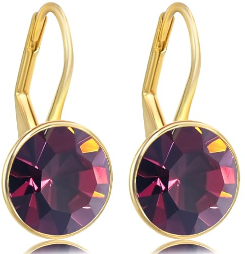 Ohrringe Gold 925 Silber Amethyst mit Markenkristallen NOBEL SCHMUCK