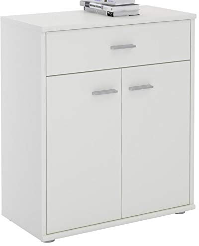IDIMEX Buffet Monaco, Commode Meuble de Rangement avec 1 tiroir et 2 Portes, en mélaminé Blanc Mat