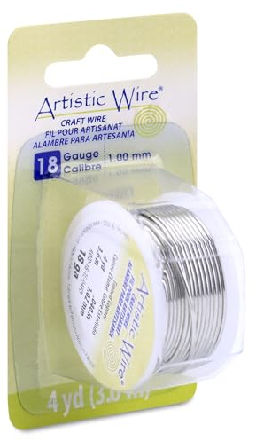Artistic Wire, 18 Gauge Tarnish Resistant Tinned Copper Craft Wire, Silver Color, 4 yd