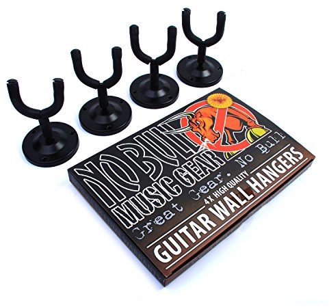 Guitar Wall Mount 4-Pack: Safe for all Guitar Finishes - fits Acoustic, Electric, Bass, Semi-Acoustic and Electro-Acoustic Guitars