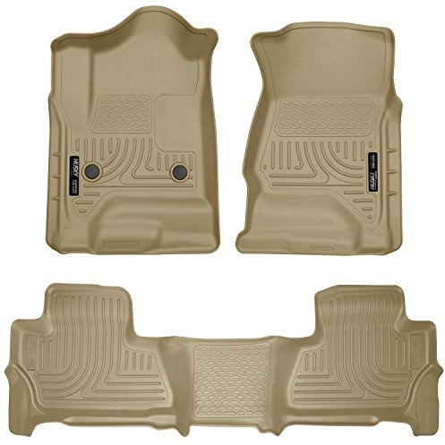 Husky Liners Weatherbeater Floor Mats | Fits 2015-2020 Chevrolet Tahoe & GMC Yukon | Front & 2nd Row, 3-pc Tan - 99203