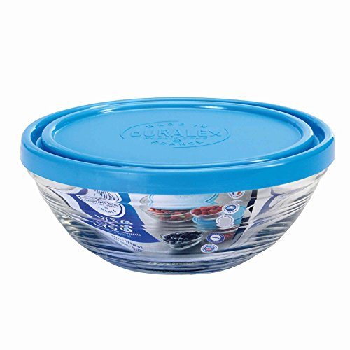 DURALEX 9065 AM12 Lys Ciotola Rotonda con Coperchio Vetro Trasparente/Blu 14,2 cm