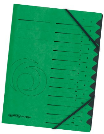 Herlitz PBS Aktiengesellschaft 10843332 Ordnungsmappe A4 Colorspan 1-12 grün, Colorspan-Karton, 355 g/qm