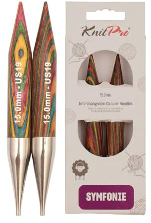 Knitpro Symfonie, Punte per Ferri da Maglia intercambiabili, in Legno, Multicolore, 15 mm