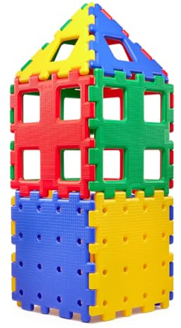 XL Polydron Set 1 - Bright Colours - Large Den Building Outdoor Construction Tiles - Early Years Shape Educational Learning Toy - 12 Pieces - 2 Years +