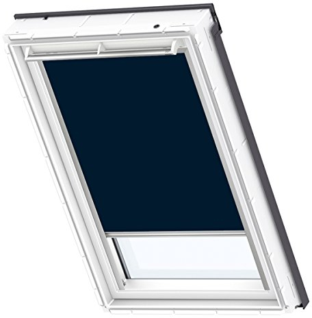 VELUX Original Verdunkelungsrollo (DKU), Silberne Seitenschienen, 406, Uni Dunkelblau