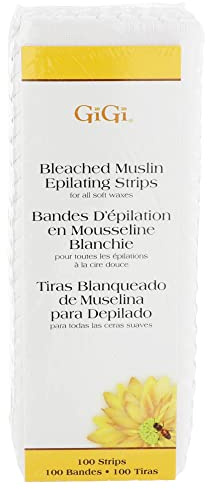 GiGi Bleached Muslin Wax Strips for Hair Removal Soft Wax Strips, 100 Count