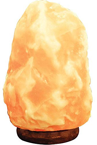 Pure Himalayan Salt Works 100% Natural Himalayan Salt Lamp, Pink Crystal Salt Lamp with Wooden Base, Includes 15W Bulb and 6-Foot Cord with On/Off Switch, 9-13.5 Lbs, 8” H