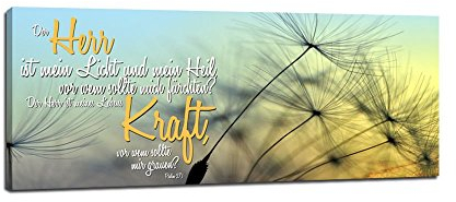 dalinda® XXL-Wandbild Bibelspruch Bibel Leinwand Leinwandbild mit Spruch Der Herr ist Mein Licht... 100x40cm Keilrahmenbild Kunstdruck Wandbild Panorama Leinwandbild LS129