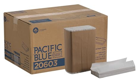 Pacific Blue Basic‚ C-Fold Paper Towels by GP PRO, White, 20603, 240 Towels per Pack, 10 Packs