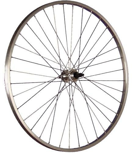 28 Zoll Hinterrad Büchel Aluminiumfelge Schraubkranzaufnahme 5-9 Fach - Silber V-Brake