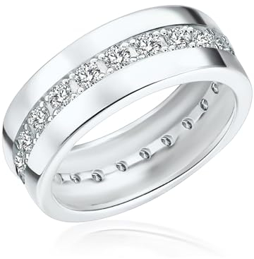 Rafaela Donata Damen-Ring 925 Sterling Silber Zirkonia weiß - Moderner Silberring in Memoire-Form mit Steinen