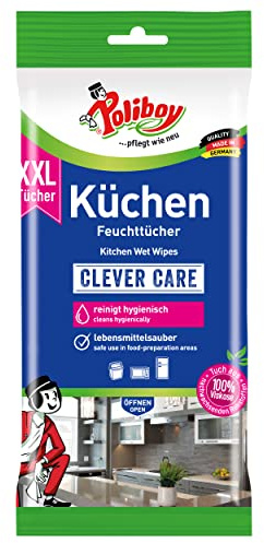 POLIBOY XXL kök våtservetter – fuktiga rengöringsdukar för hushållet – med apelsindoft – 1 x 24 handdukar – Made in Germany