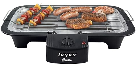 BEPER BT.410 Parrilla Barbacoa Electrica - Barbacoa Sin Humo 2000 W, Acero Inoxidable
